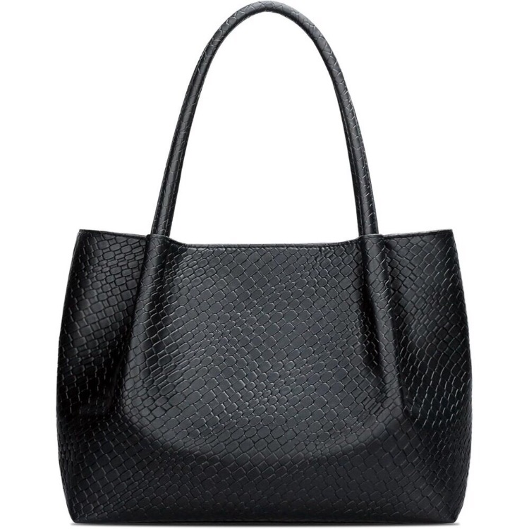 Women Black Tote Bags Vegan Leather Shoulder Purse Large Travel Bags
